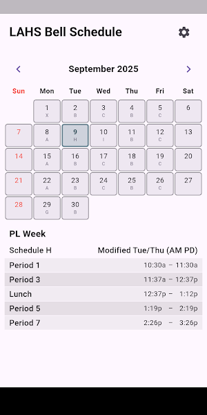 Unofficial LAHS Bell Schedule Screenshot 1