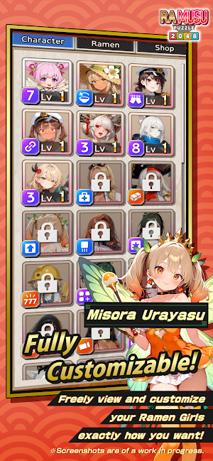 RAMUSU:Ramen Girls 2048 Puzzle Screenshot 3
