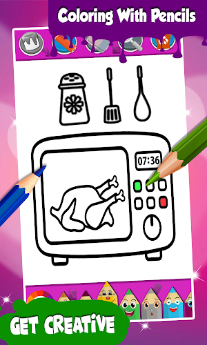 Kitchen Cooking Coloring Pages Drawing Book Screenshot 2