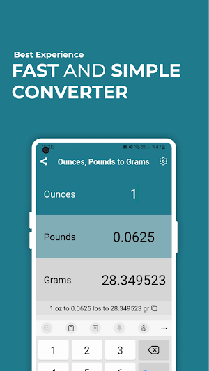Ounces Pounds to Grams Convert Screenshot 0