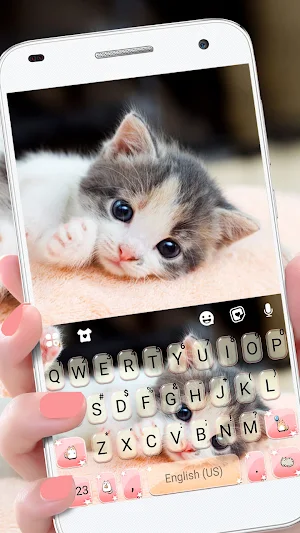 Cute Kitty 2 Keyboard Background Screenshot 0