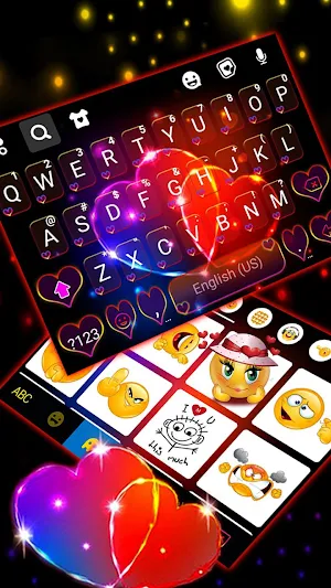 Neon Heart Lights 2 Keyboard Theme Screenshot 2