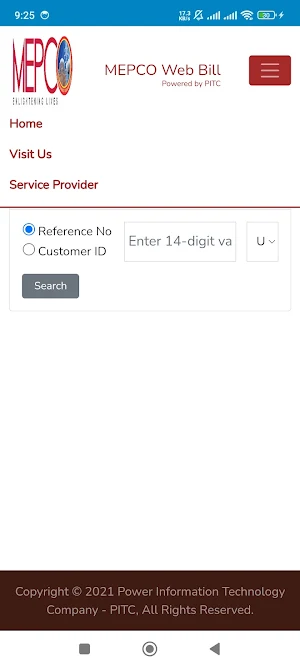 MEPCO Online Bill Screenshot 0