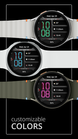 DADAM130: Digital Watch Face Screenshot 2