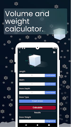 Snow weight and volume calculator Screenshot 1