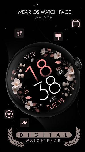 Rose Gold Floral Watch Face Screenshot 0