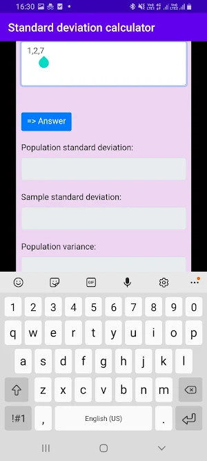 Standard deviation calculator Screenshot 2