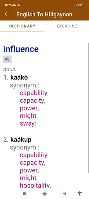 English Hiligaynon Dictionary Screenshot 2
