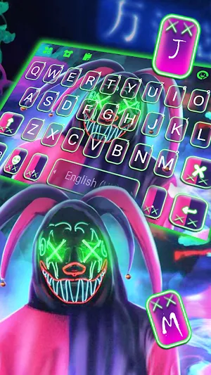 Neon Joker Maskman Keyboard Background Screenshot 1