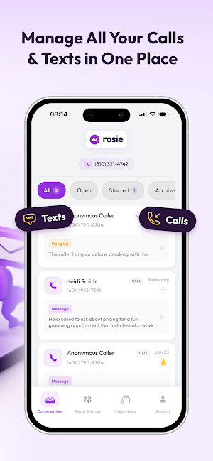 Rosie AI Business Receptionist Screenshot 1