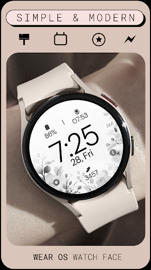 Gray Floral elegant watch face Screenshot 1