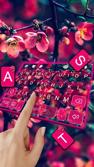 Red Flowers Keyboard Background Screenshot 1