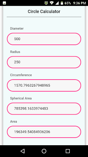 Circle Calculator Screenshot 2