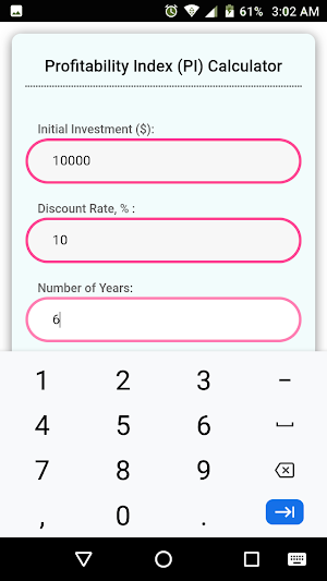 Profitability Index Calculator Screenshot 2
