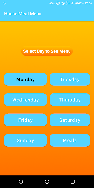 House Meal Menu Screenshot 0