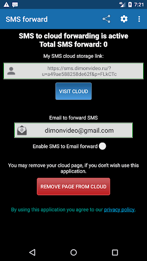 Auto-forward SMS to Email or Cloud Screenshot 1