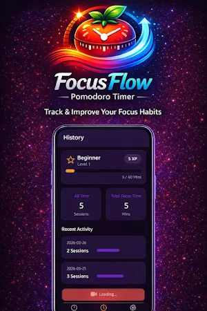 FocusFlow - Pomodoro App Screenshot 1