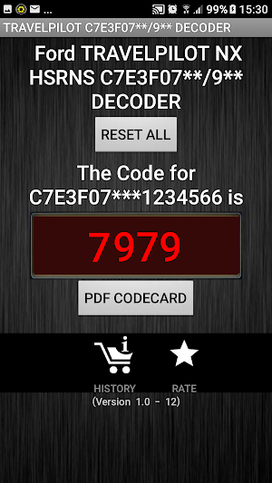 Travelpilot C7E3F07** C7E3F09** Radiocode Decoder Screenshot 3
