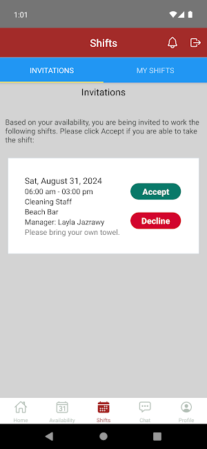 PTOC Scheduling Screenshot 1