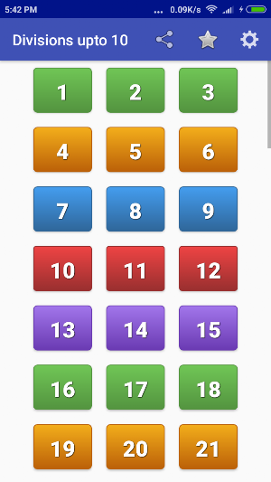 Division Tables Screenshot 1