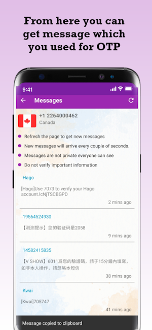 Receive SMS Online Screenshot 2