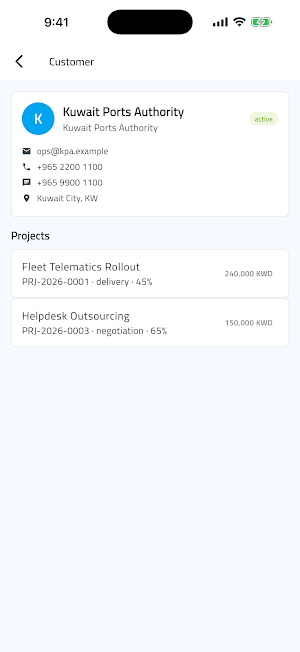 CRM — Customers & Projects Screenshot 1