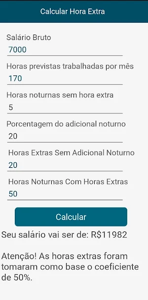 Calculadora de Hora Extra Screenshot 0