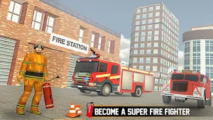 Flying Firefighter Truck Driving Games Simulator Screenshot 0