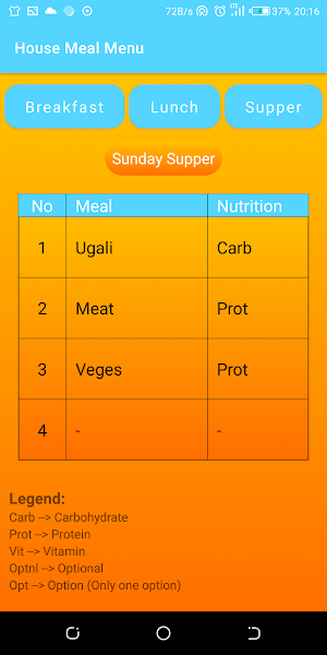 House Meal Menu Screenshot 2