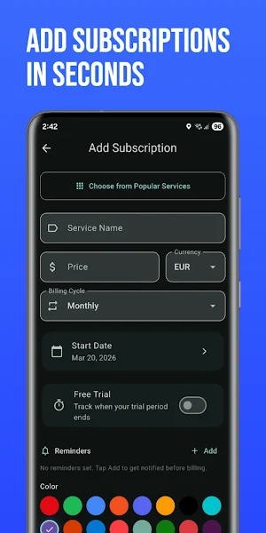 SubTrakr: Subscription Tracker Screenshot 2