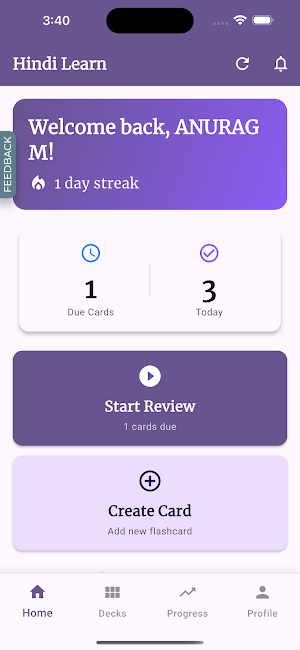 HindiLearnApp Screenshot 1