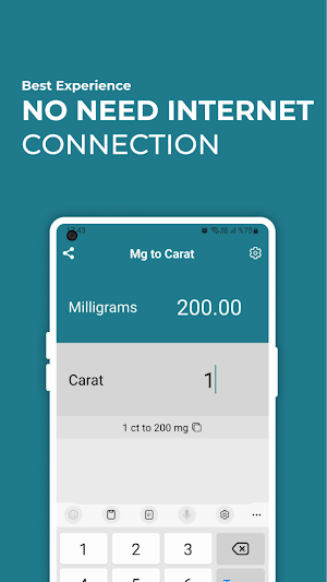 Milligram mg to Carat Convert Screenshot 1