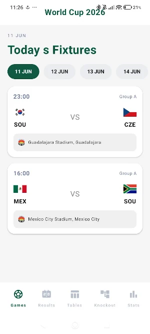 World Cup 2026: Fixtures Screenshot 2