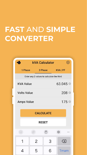 kVA Calculator kVA to Kw to Pf Screenshot 0