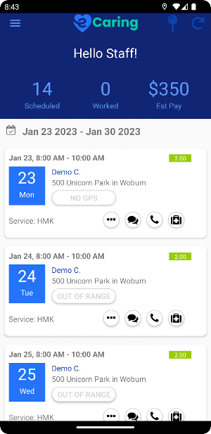 eCaring Staff Screenshot 0