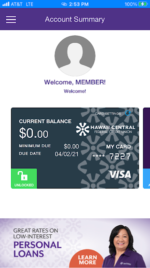 HCFCU Cards Screenshot 1