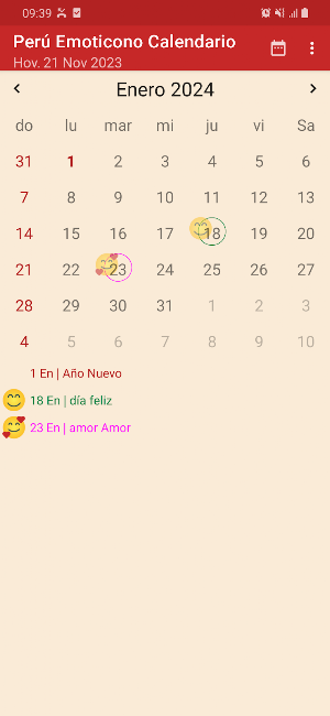 Perú Emoticono Calendario Screenshot 0