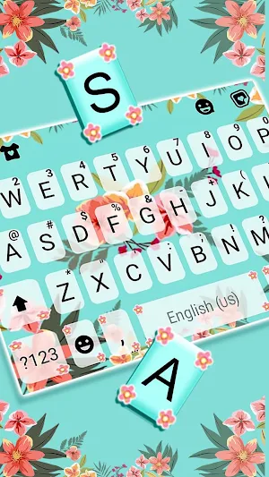 Cyan Flowers Keyboard Theme Screenshot 1