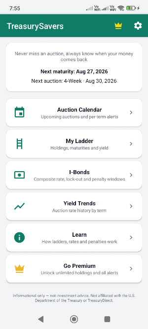 TreasurySavers: T-Bill Log Screenshot 0