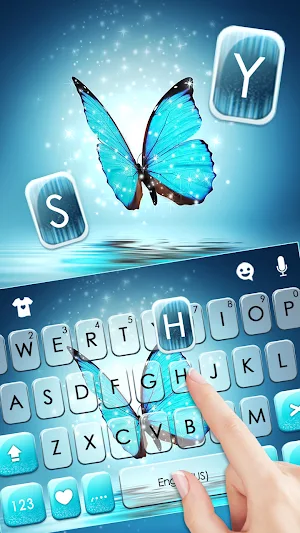 Shine Blue Butterfly Keyboard Background Screenshot 1