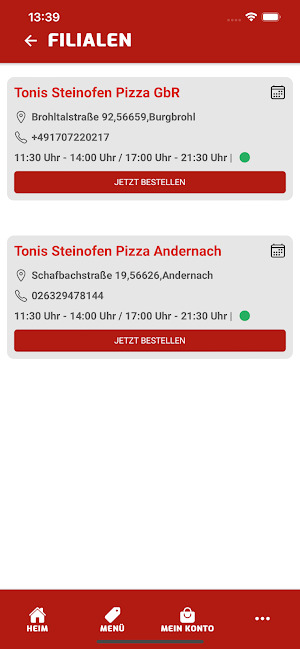 Tonis Steinofen Pizza Screenshot 2