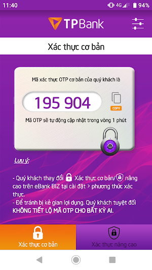 TPBank eToken Biz Screenshot 2