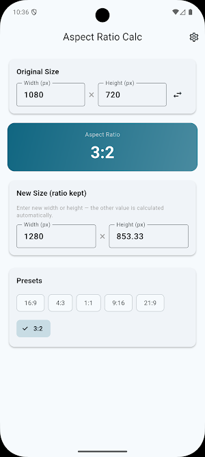Aspect Ratio Calculator Screenshot 1