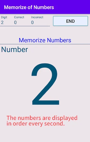 Memorize of numbers Screenshot 2