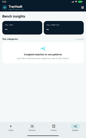 TrayVault: Freeze Dryer Log Screenshot 2
