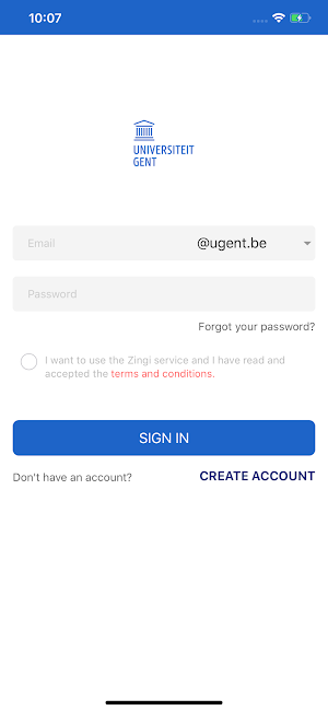 Zingi mobility for UGent Screenshot 1