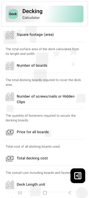 Decking Calculator Screenshot 3
