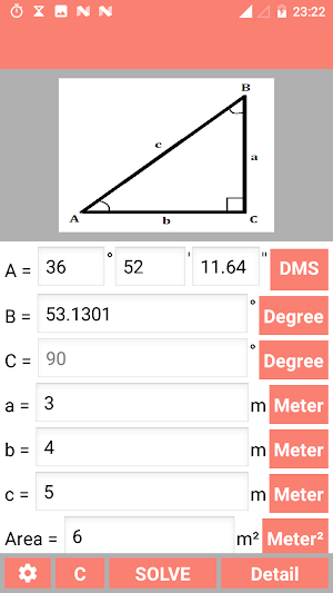 Right Angled Triangle Calculator and Solver Screenshot 3
