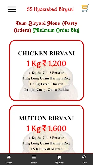 SS Hyderabad Biryani Screenshot 2