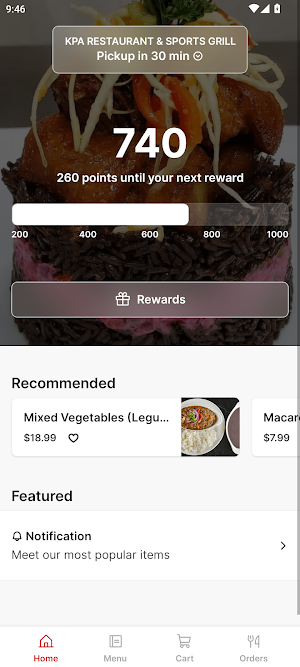 KPA RESTAURANT & SPORTS GRILL Screenshot 0